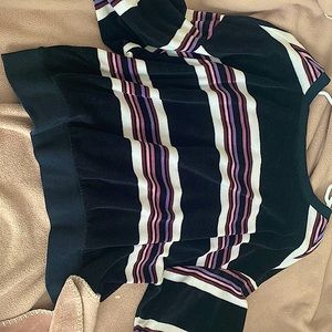 Long sleeve purple stipe crop top